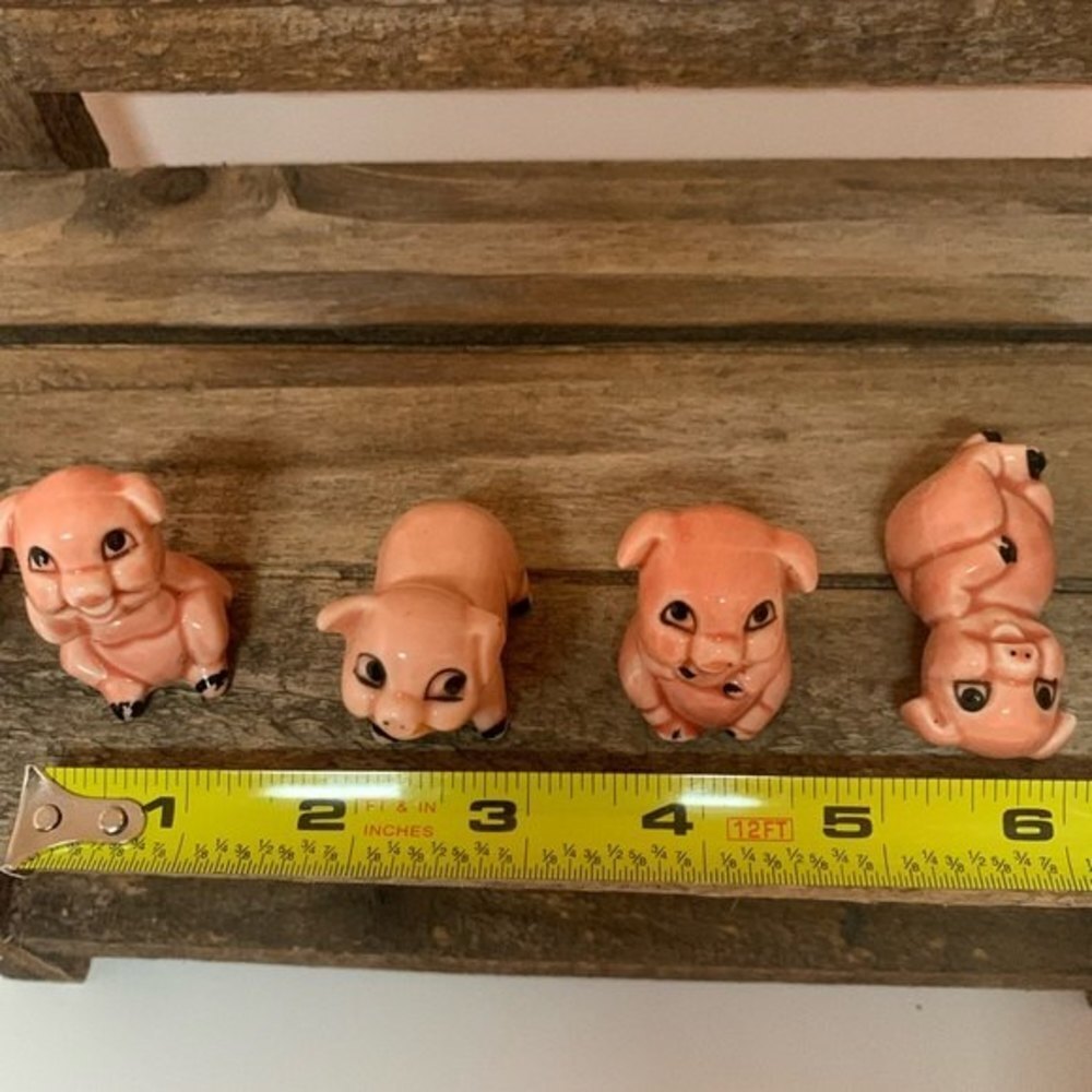 MIC Pink Pigs Mini Ceramic Vintage Figurines - Picture 12 of 16